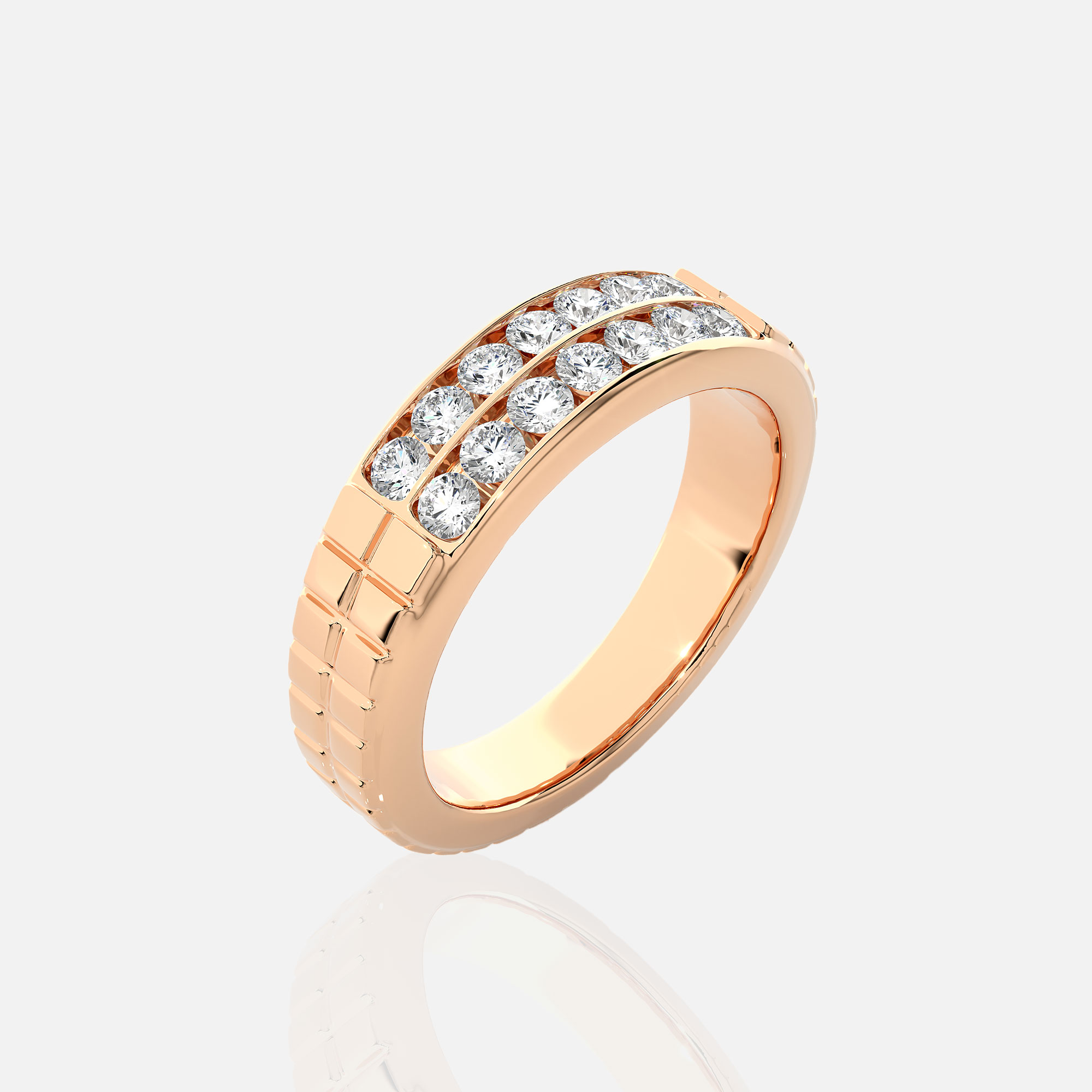 Men's Rose Gold Diamond Ring, Wedding Engagement Ring, Men 8mm Diamond Gift  Ring | eBay